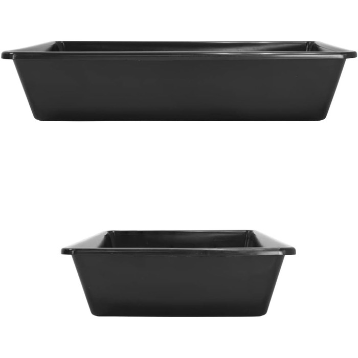 Пластикова ванна/миска, 20 л, пилова/пісочна ванна, пластикова ванночка для ніг, прямокутна, 60x40x12 см, чорна, місце для зберігання, 2 шт., 2 шт.