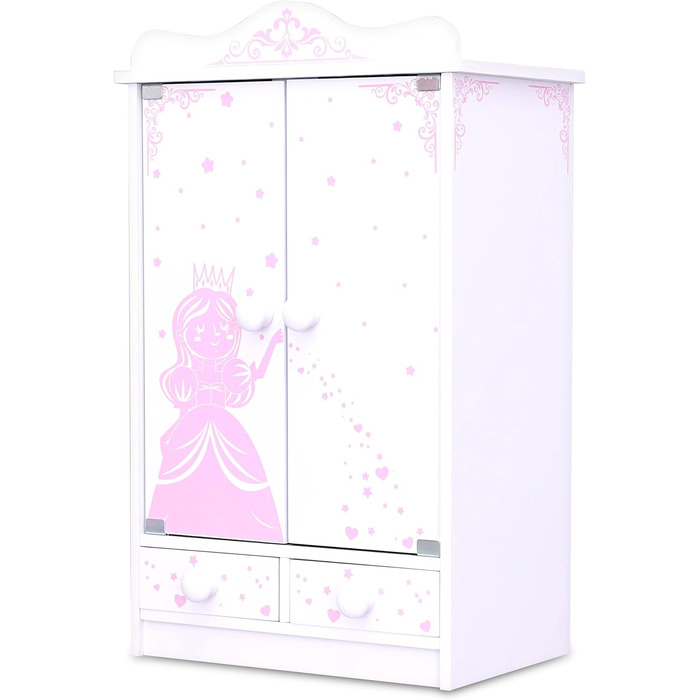 Дитяча шафа habeig XXL, висота 52 см, настінна шафа, підвісна шафа, біла, 2 двері, шафа для ляльок (рожевий/білий 833)