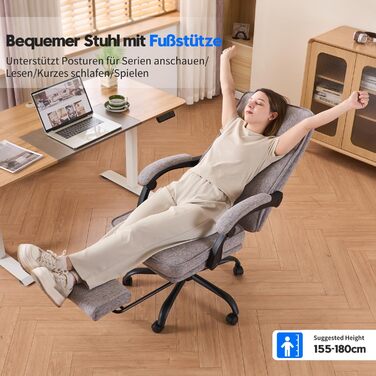 Ергономічне офісне крісло Storeo Imp, до 150 кг, тканина, сірий