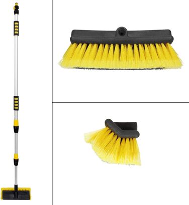 Німеччина Щітка для миття автомобілів з телескопічною ручкою, що висувається на 130-300 см, з вимикачем, м'яка щетина, алюмінієва