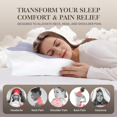 Подушка з піни з ефектом пам&39яті, ортопедична подушка для підтримки шиї, подушка для підтримки голови, ергономічна для тих, хто спить на боці, оптимальний комфорт при болю в шиї та плечах, сіра, 35,0 сантиметрів x 15,0 сантиметрів