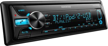 Ресивер Kenwood KDCBT44U (USB 2.0) зі змінним підсвічуванням клавіш і системою гучного зв'язку Bluetooth чорний