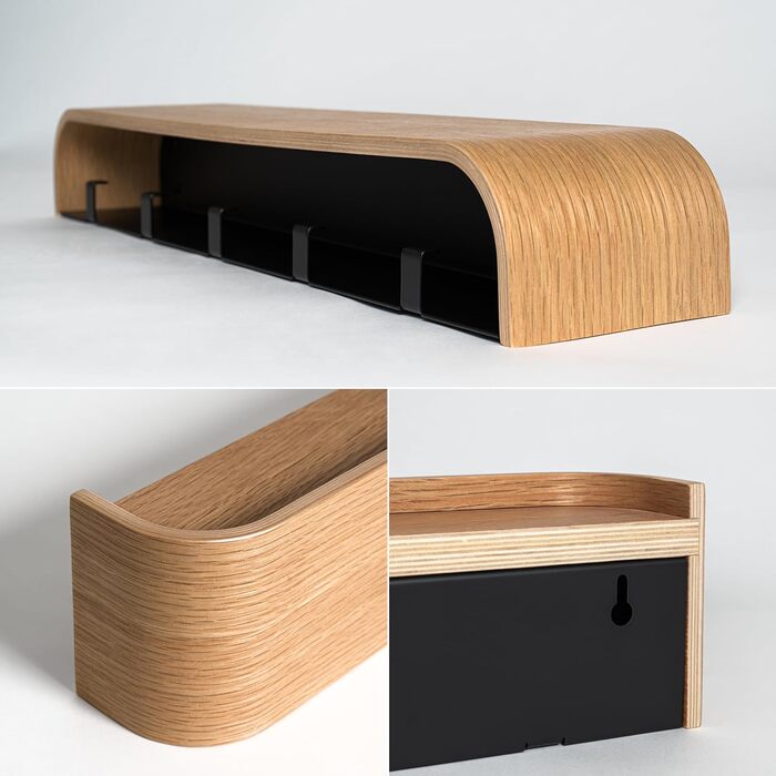 Вішалка настінна Токе Вішалка сучасного дизайну з прихованими настінними гачками Панель вішалки виготовлена з масиву натурального