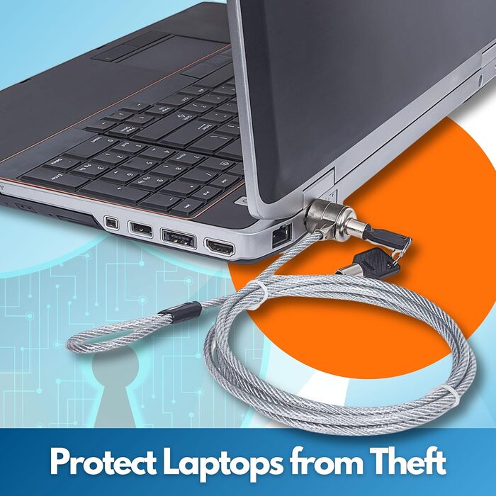 Замок для ноутбука Manhattan з тросом сталевим (1,4 м) та ключем 440271, 1,4 м сталевий трос