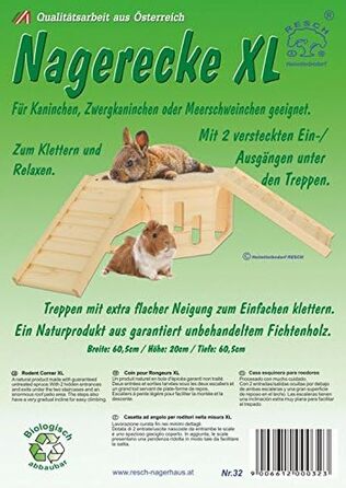 Куточок для гризунів Resch 32 XL з натурального масиву ялини/з 2 входами/виходами під сходами