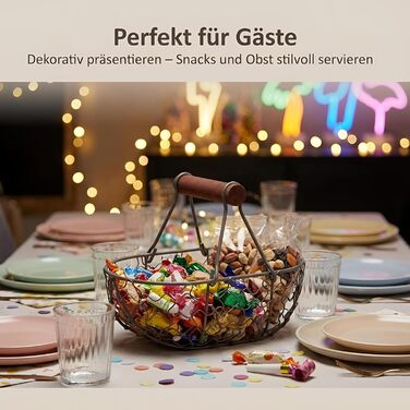 Дротяний кошик для яєць Gatuida для колекціонування Ретро металевий кошик для врожаю, дротяний кошик для зберігання, кухонний органайзер для яєць, фруктів, хліба для дому та вечірки