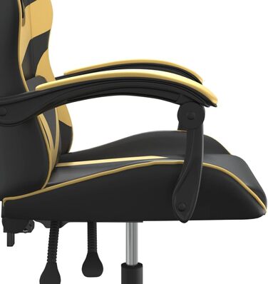 Ігрове крісло Чорно-золотистого кольору зі штучної шкіри, регульована висота 57,5 x 59,5 см, функція відкидання, коліщатка на 360, ергономічне комп&39ютерне крісло для домашнього офісу та ігор, 57,5 x 59,5 x (121-131) см (Ш x Г x В), золотистого кольору