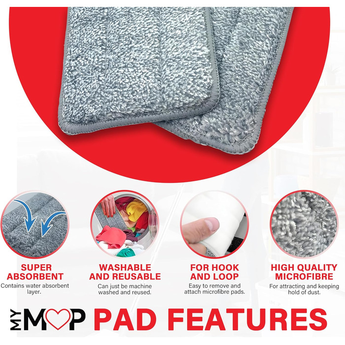 Набір з плоскої швабри та відра, 3-камерна система очищення, розділяє чисту та брудну воду, головка, що обертається на 360, 5 воло