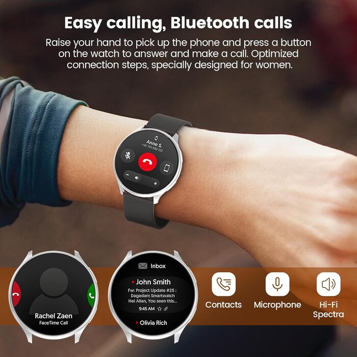 Жіночий смарт-годинник із функцією телефону, круглий смарт-годинник 1,39 дюйма з SpO2, 24-годинним монітором серцевого ритму, монітором артеріального тиску, монітором сну, фітнес-трекером із понад 120 спортивними режимами та крокоміром для iOS та Android 