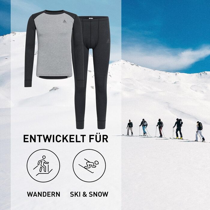 Термобілизна Odlo для чоловіків Активна тепла Термосорочка з довгими рукавами та термоштани Комплект теплої лижної білизни Чоловічий розмір L Темно-сірий меланж - Сірий меланж
