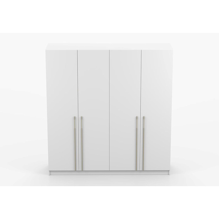 Шафа з розпашними дверима, Шафа - Шафа для спальні - 57 x 200 x 210 см - Шафа для вітальні, Вішалка для пальто, Тумба з полицями та двома вішаками для одягу - Біла