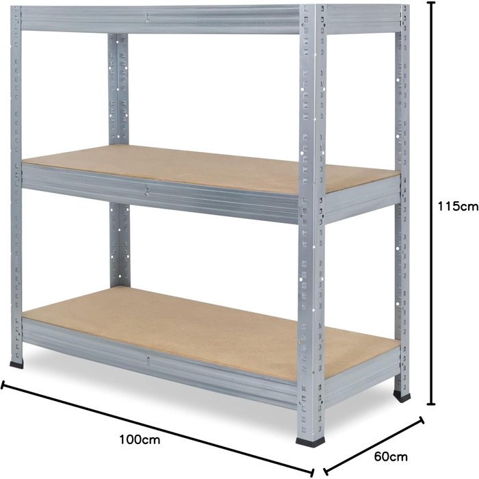 Професійний надміцний стелаж, оцинкований/металевий стелаж з 3 полицями, вантажопідйомність 200 кг кожна/металевий стелаж для підвалу, гаражний стелаж, стелаж для майстерні або стелаж для зберігання/навісний стелаж, металевий, В 115см / Ш 100см / Г 60см, 