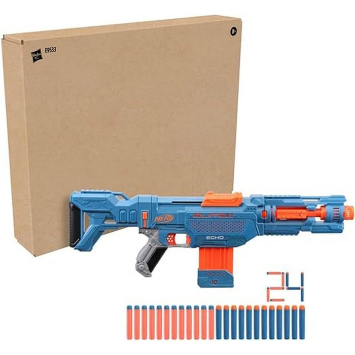 Бластер NERF Elite 2.0 Echo CS-10 - 24 дротики NERF, магазин на 10 дротиків, знімний плечовий ремінь та подовжувач ствола, 4 тактичні рейки, упаковка без розчарувань