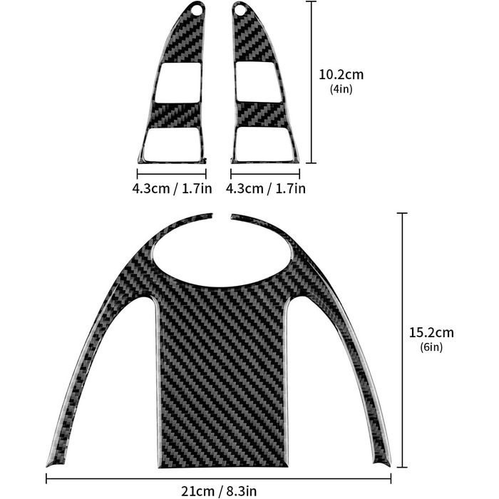 Автомобільний дах автомобіля з вуглецевого волокна Наклейки на кришку лампи Декоративні для Mini Cooper Hardtop R56 Clubman R55 R57 Аксесуари з вуглецевого волокна Інтер'єр 2007 2008 2009 2010 (чорний), 3 шт.