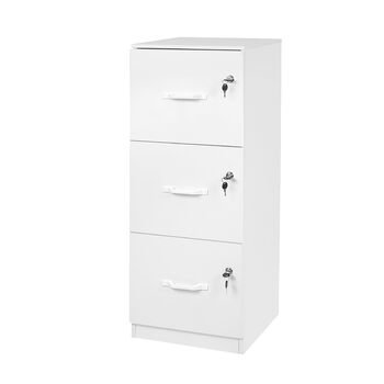 Картотечна шафа Relaxdays для підвісних файлів, 3 шухляди, що замикаються, ВxШxГ 103 x 40 x 40 см, підвісна картотечна шафа, біла