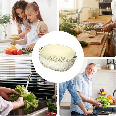 Мийна чаша з ситом, багатофункціональний двошаровий кошик - і мийка для овочів, для дому, пікніка, кемпінгу, холодильника як перекус для ягід, таких як полуниця, кавуни та помідори, як жовті