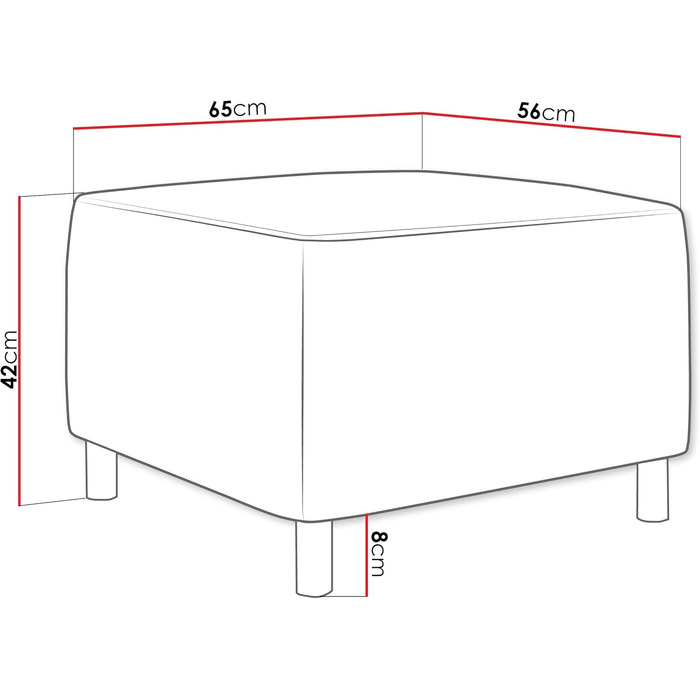 Сучасний м&39який табурет Dover Cord, сидіння, табурет, лава, пуф, вибір кольору (Poso 100), 24