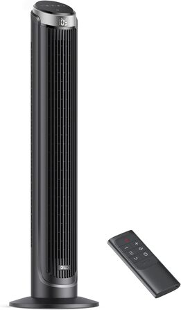 Тихий баштовий вентилятор Dreo 28 дБ, пульт дистанційного керування охолодження 5-швидкісний 4 режими 12-годинний таймер, коливаль