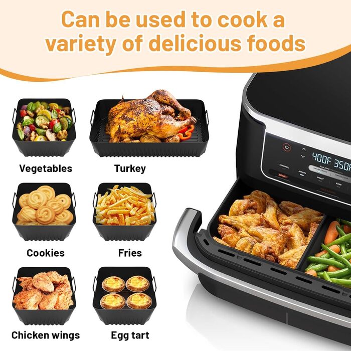 Аксесуари для силіконової форми для фритюрниці viriech для Ninja AF500, 3 шт. и аксесуарів для аерофритюрниці Багаторазові двозонні аксесуари для фритюрниці Ninja 500 Airfryer