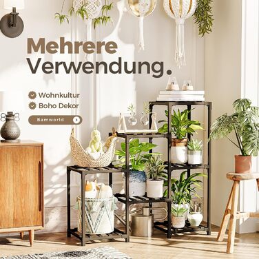 Полиця для рослин Підставка для квітів Дерев&39яна підставка для рослин на 7 ярусів, для тераси, балкона, саду, садівництва, подарунків для мами (чорна) A-Square-Black