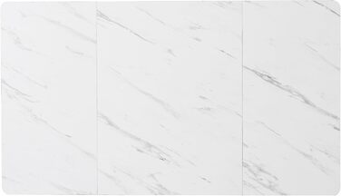 Обідній стіл Merax 140x80 см, прямокутний обідній стіл з мармуровим візерунком, для 4-6 осіб, металевий каркас, регульовані ніжки столу, підходить для ресторану, вітальні, кухні, холу, білий/чорний 03/білийчорний 140 x 80 см