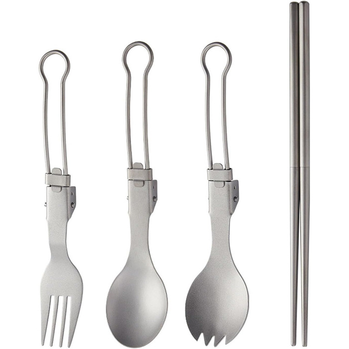 Кемпінговий набір столових приборів Виделка ложка палички металевий посуд складний посуд столові прилади для пікніків походи на пр