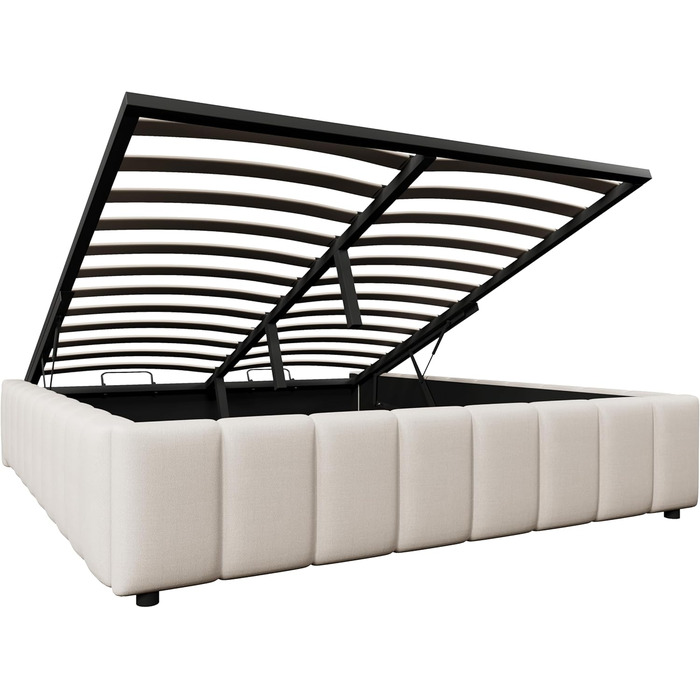 М&39яке ліжко 140x200, двоспальне ліжко з місцем для зберігання та рейковим каркасом, без узголів&39я, каркас ліжка з гідравлічною шухлядою для зберігання, гідравлічне ліжко, ліжка з місцем для зберігання, каркас ліжка, дитяче ліжко, лляне, без матраца, б