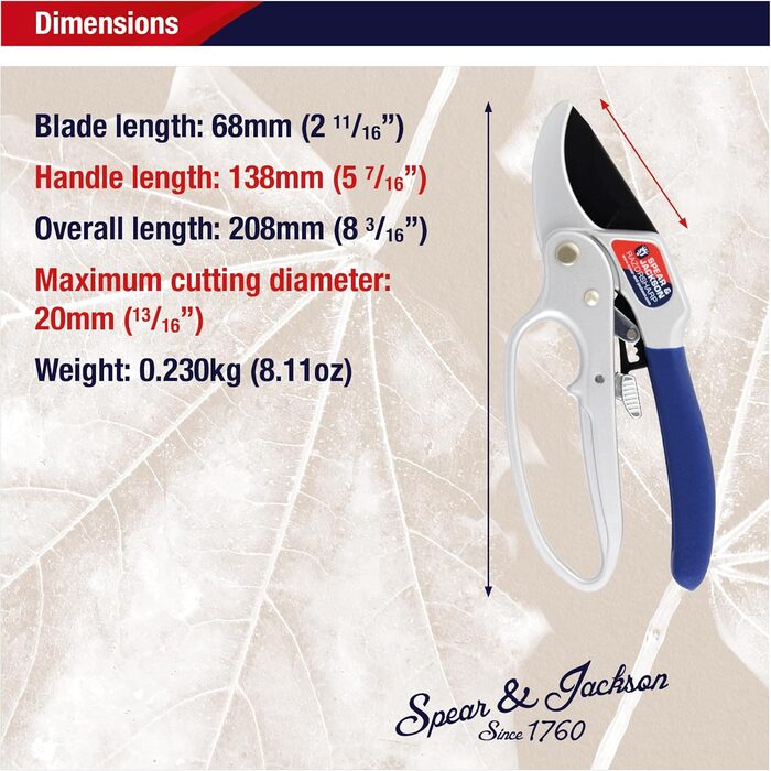 Садові ножиці Spear & Jackson 6358RS Razorsharp з храповим механізмом та ковадлом - професійні ножиці для троянд з ергономічною ручкою, міцні садові ножиці для точного зрізання, ідеально підходять для вимогливого догляду за садом.
