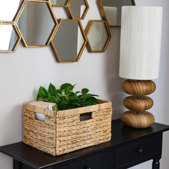 Кошик для зберігання HMF, сплетений з водяного гіацинта підходить для книжкової шафи Billy 35 x 25 x 20 см