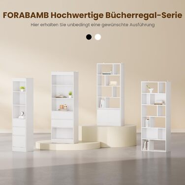 Біла дерев&39яна книжкова шафа, висока книжкова шафа з 4 полицями та відкритим місцем для зберігання, окремостояча полиця з дверцятами для вітальні, спальні, офісу, кабінету, 155x60x24 см, білий