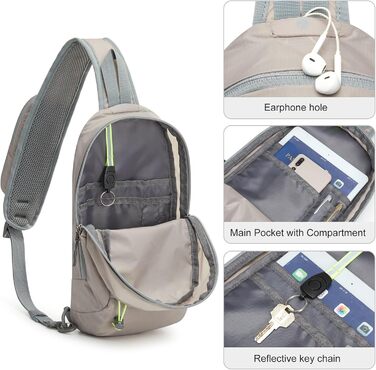Сумка через плече G4Free, рюкзак через плече з передньою кишенею з блокуванням RFID, рюкзак для походів, нагрудна сумка для жінок, чоловіків, сірий
