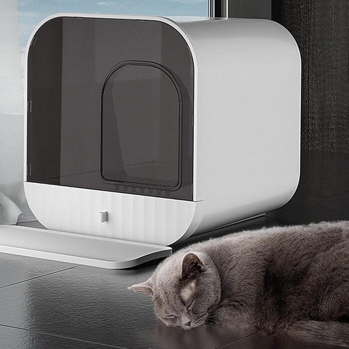 Котячий туалет MaxxPet з кришкою - Котячий туалет, включаючи шухляду та килимок - 43x42x40 см - Котячий туалет - Котячі туалети та аксесуари - Котячий туалет - Котячий туалет - Білий