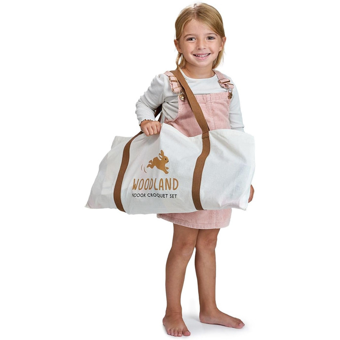 Іграшки з ніжним листям - Набір для крокету &quotЛіс&quot для приміщень, 17-елементна портативна спортивна іграшка з лісовою тематикою, для хлопчиків та дівчаток, покращує моторику та координацію рухів