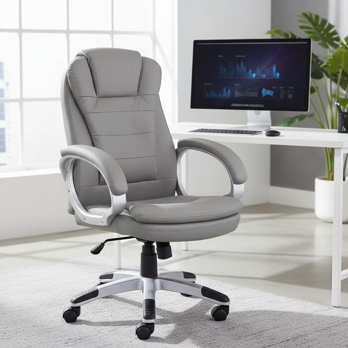 Офісне крісло Mucola з підлокітниками, ергономічне крісло керівника, ігрове крісло зі спинкою та вбудованим підголівником Вантажопідйомність 120 кг, регульована висота Робоче крісло, офісне крісло, комп&39ютерне крісло, обертове крісло