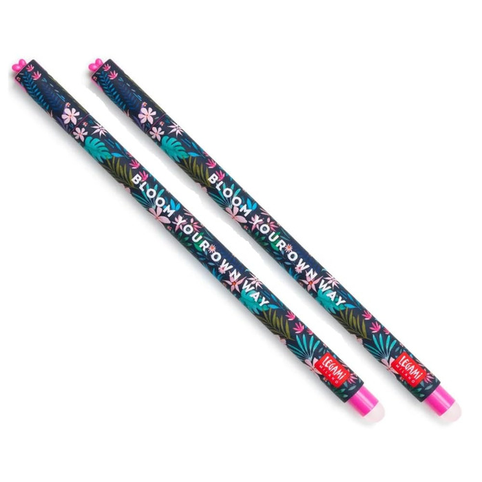 Гелева ручка LEGAMI, що стирається, Flora, термочутливе чорнило, діаметр наконечника 0,7 мм, довжина 15 см, бірюзове чорнило, 2 шт.