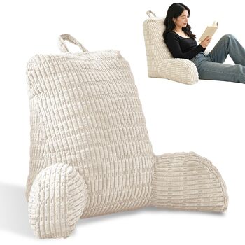 Подушка для читання зі спинкою для ліжка та дивана Ергономічна спинка 80x55 см для дорослих, для читання, перегляду телевізора та ігор (бежева)