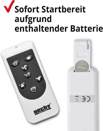 Електричний обігрівач Hecht (нова версія) - Обігрівач для швидкого та затишного тепла - Енергозберігаючий - З 3 рівнями потужності
