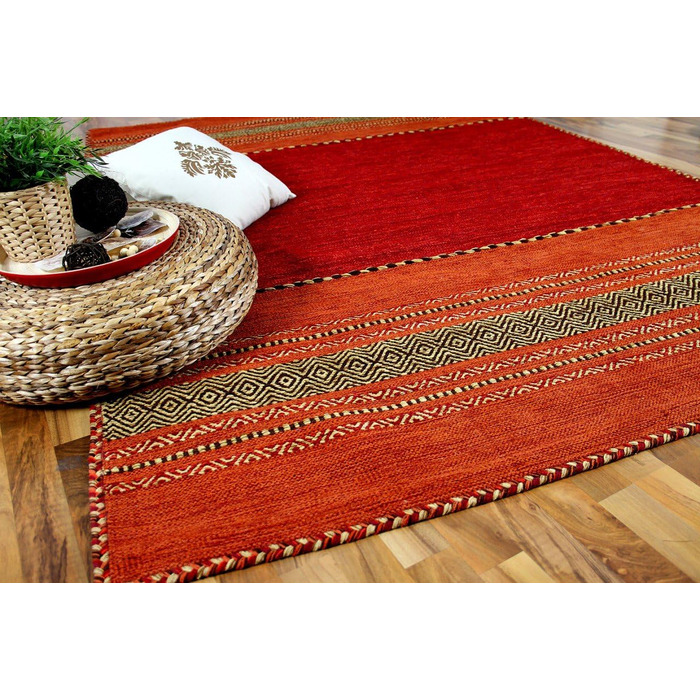 Натуральний килим Бавовна Килим Червоний Помаранчевий в 6 розмірах 70х140 см