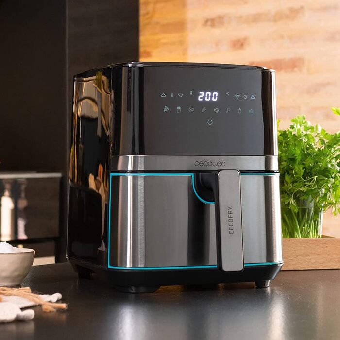 Фритюрниця Cecotec 5.5 л Cecofry Full InoxBlack 5500 Pro з аксесуарами. 1700 Вт, Компактний і цифровий, Дієтична фритюрниця, Тип з нержавіючої сталі, Без олії, PerfectCook, аксесуари в комплекті Inox Аксесуари Full Pro