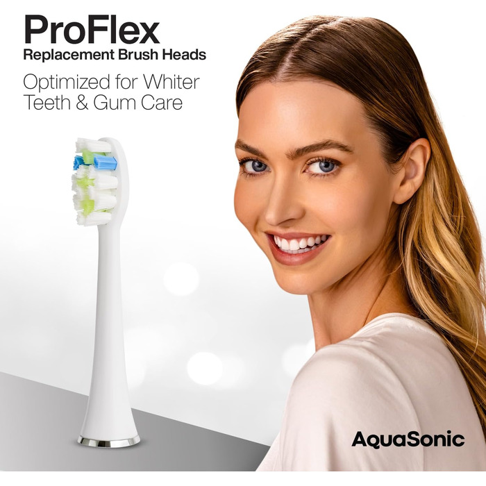 Змінні насадки для щітки AquaSonic Duo Pro оновлені насадки Proflex для кращого видалення нальоту, 8 шт. AquaSonic