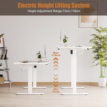 Стіл з регульованою висотою та підставкою для монітора 160 x 70 см, стіл з електричним регулюванням висоти, стіл для роботи сидячи та стоячи, комп&39ютерний стіл, стіл з регульованою висотою для роботи стоячи, білий 160x70 см