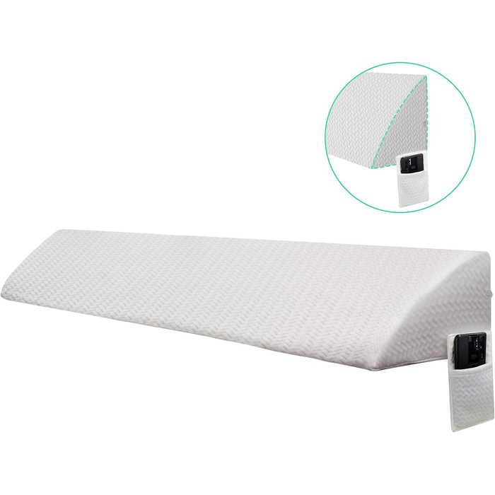 Подушка-клин для узголів&39я ліжка, опорна подушка з піни високої щільності, заповнює проміжок 0-15 см між матрацом та узголів&39ям, ергономічний дизайн для комфорту (білий, 180 x 25 x 15 см) Білий 180*25x15 см