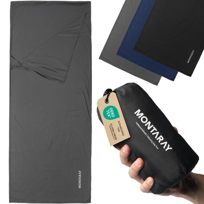 Ультралегкий вкладиш для спального мішка, бавовна або мікрофібра, двошаровий, невеликий розмір у пакунку, м&39який та приємний для шкіри, з кишенею для подушки, маскою для очей та берушами, дихаючий та компактний, 220x90 см, для кабін та подорожей, сіра м