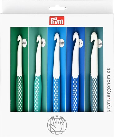 Великий (7 мм, L, M, N, O) набір гачків, різнокольоровий, 57183 Ergonomics Crochet Hook Value Pack