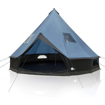 Намет Ravello 500 Teepee Tent для 6-8 осіб Сімейний намет Висота над головою Підлоговий піддон Водонепроникний 5000 мм Синій сірий
