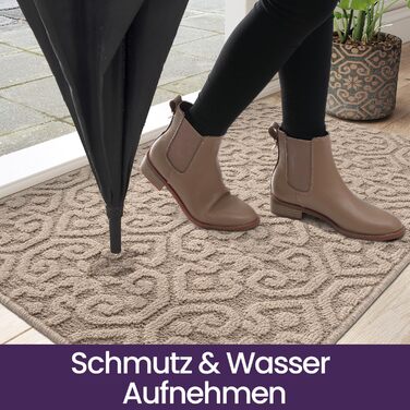 Килимок для вловлювання бруду DEXI 60 x 90 см, нековзний килимок для прихожих, килимок, що миється, абсорбуючий килимок для входу, передніх дверей, патіо, коридору, бежевий 60 x 90 см бежевий