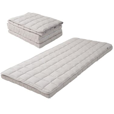 Матрац-футон EMOOR, японський, триразовий, з наматрасником, 90 x 202 см, сірий, з кільцями, складаний, можна прати, гостьове ліжко для сну на підлозі, татамі 90 x 202 см, розкладний тип з подушкою (сірий)