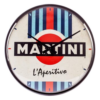 Ретро-настінний годинник Nostalgic-Art, Ø 31 см, Martini L'Aperitivo Racing Stripes ідея для подарунка, аксесуар для бару, оригінальний ліцензійний продукт (OLP), великий кухонний годинник у вінтажному дизайні