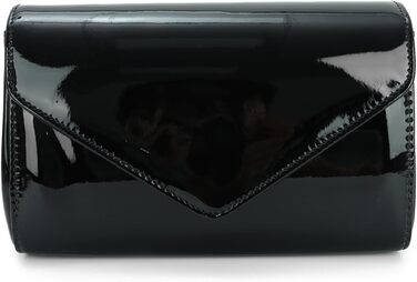 Жіноче лаковане клатч з ланцюжком на плече. Елегантна сумка-кросбоді для вечірок та особливих подій, чорний колір.