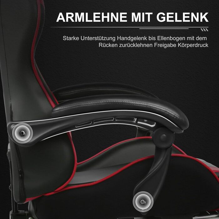 Офісне крісло Ігрове крісло Масажне ігрове крісло Ергономічне ігрове крісло з підставкою для ніг, підголівником, масажною подушкою для попереку, м&39яке ігрове крісло, обертове крісло ЧЕРВОНОГО кольору